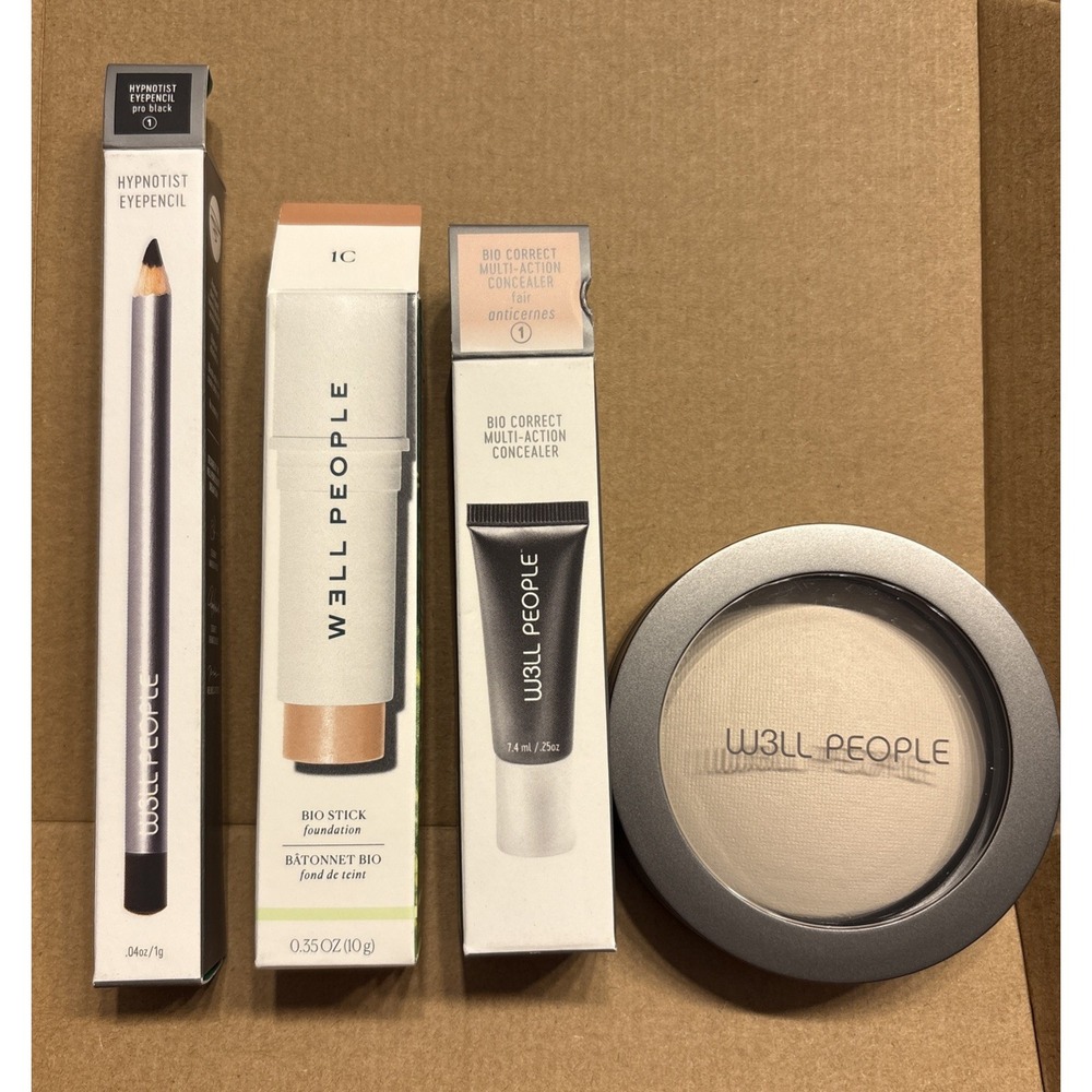 Well People 4pc Makeup Set: Foundation Stick, Concealer, Powder, Eyeliner New